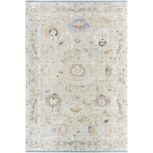 Rivaldo Rug - 477394 by Livabliss in cream, light brown, light slate, blue, black, light olive. Made from face: 100% polyester, warp: 100% cotton in a unique 