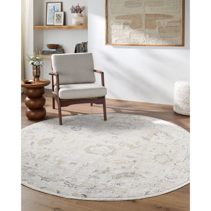 Rivaldo RVD-2305 Rug by Livabliss in cream, light brown, light slate, blue, black, light olive. Made from face: 100% polyester, warp: 100% cotton in a unique style.