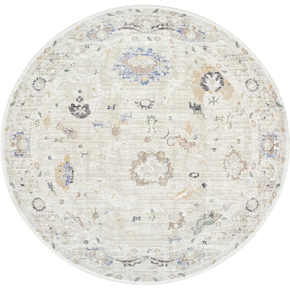 Rivaldo RVD-2305 Rug by Livabliss in cream, light brown, light slate, blue, black, light olive. Made from face: 100% polyester, warp: 100% cotton in a unique style.