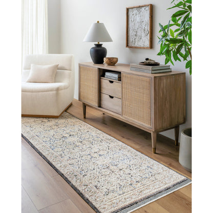 Rivaldo Rug - 477436 by Livabliss in cream, black, light brown, light slate, blue, medium green. Made from face: 100% polyester, warp: 100% cotton in a unique style.