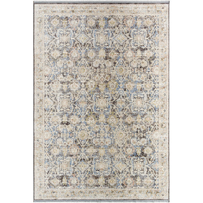 Rivaldo Rug - 477436 by Livabliss in cream, black, light brown, light slate, blue, medium green. Made from face: 100% polyester, warp: 100% cotton in a unique style.
