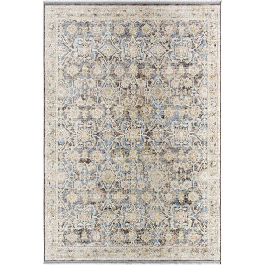 Rivaldo Rug - 33009 by Livabliss in cream, black, light brown, light slate, blue, medium green. Made from main: 100% polyester in a unique style.