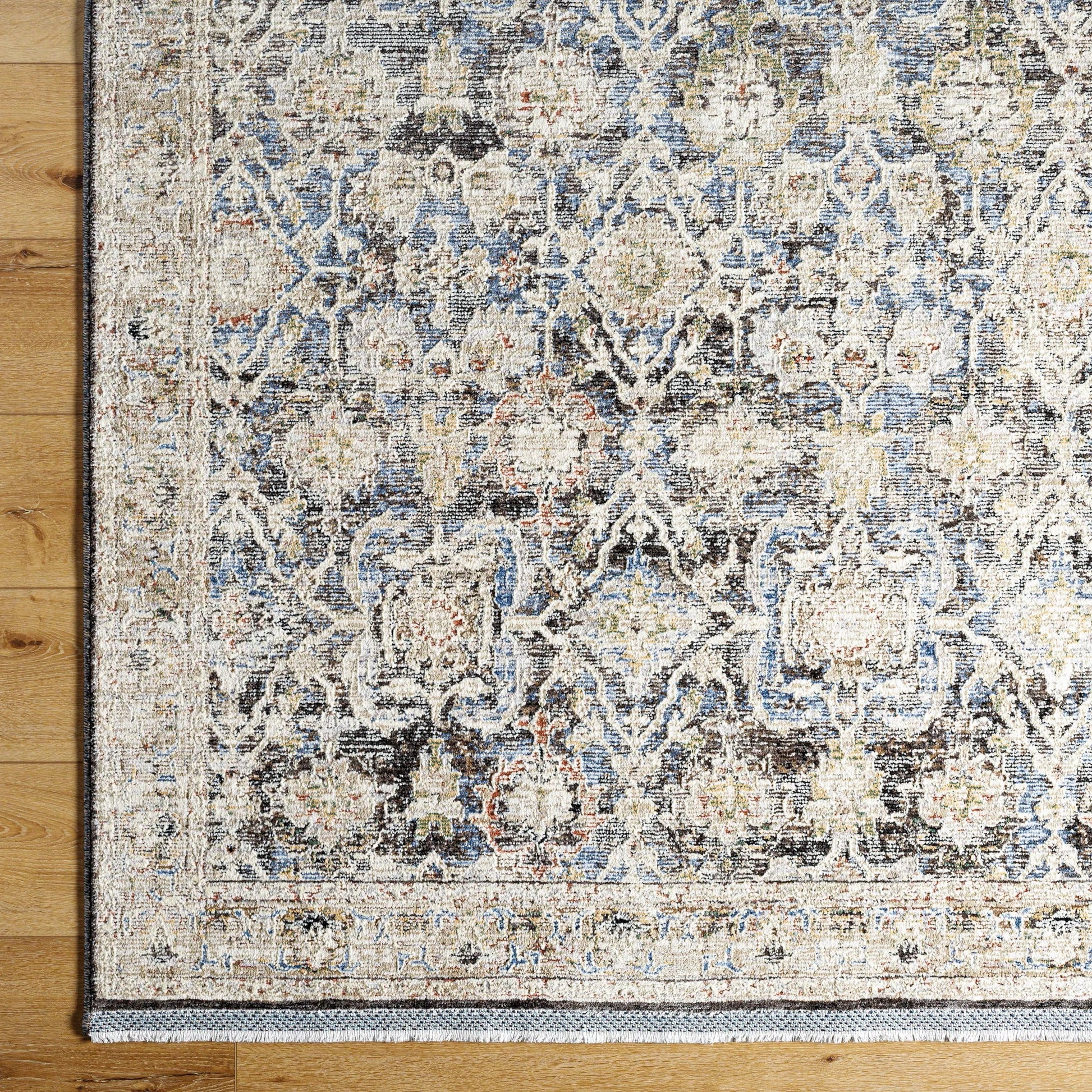 Rivaldo Rug - 33009 by Livabliss in cream, black, light brown, light slate, blue, medium green. Made from main: 100% polyester in a unique style.