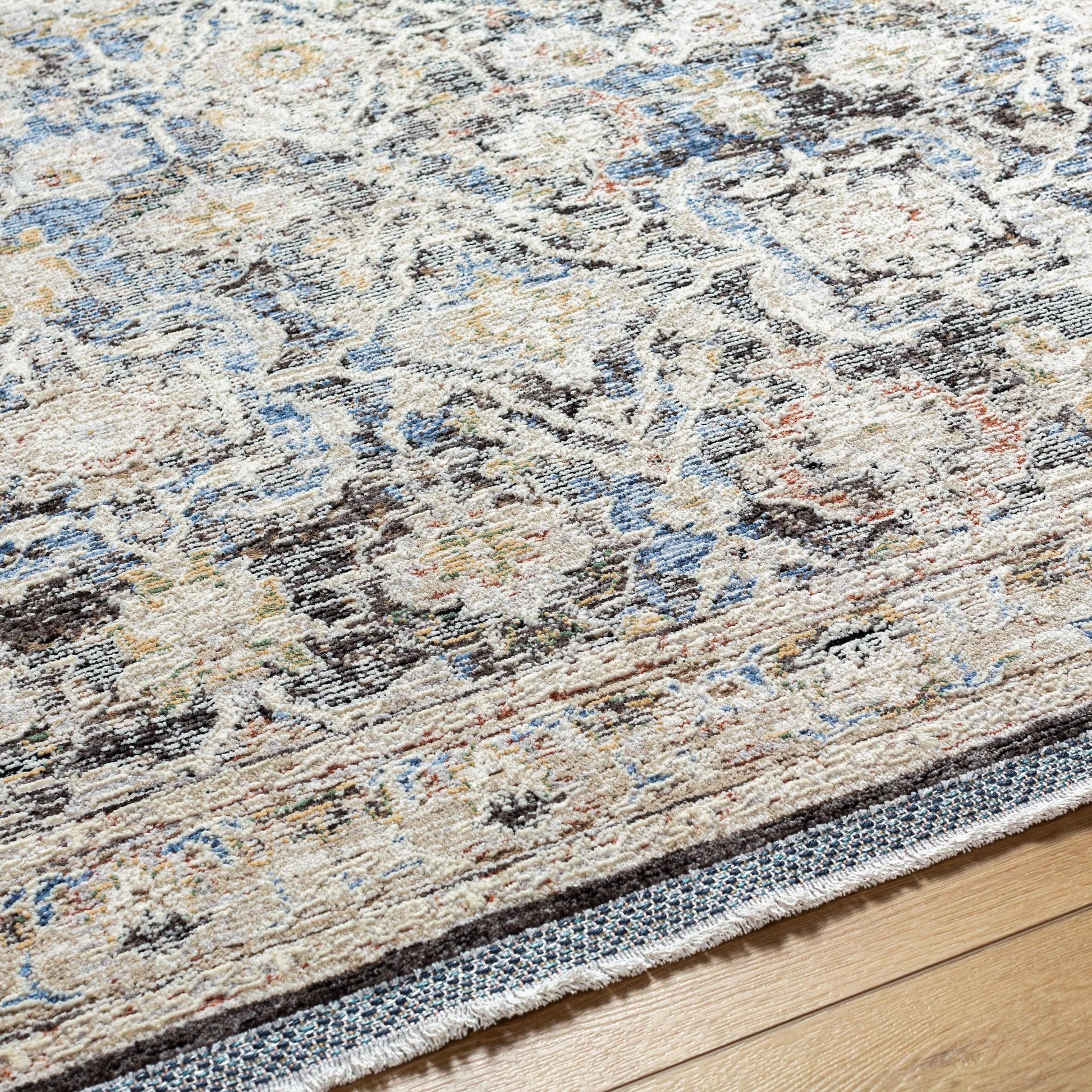 Rivaldo Rug - 33009 by Livabliss in cream, black, light brown, light slate, blue, medium green. Made from main: 100% polyester in a unique style.