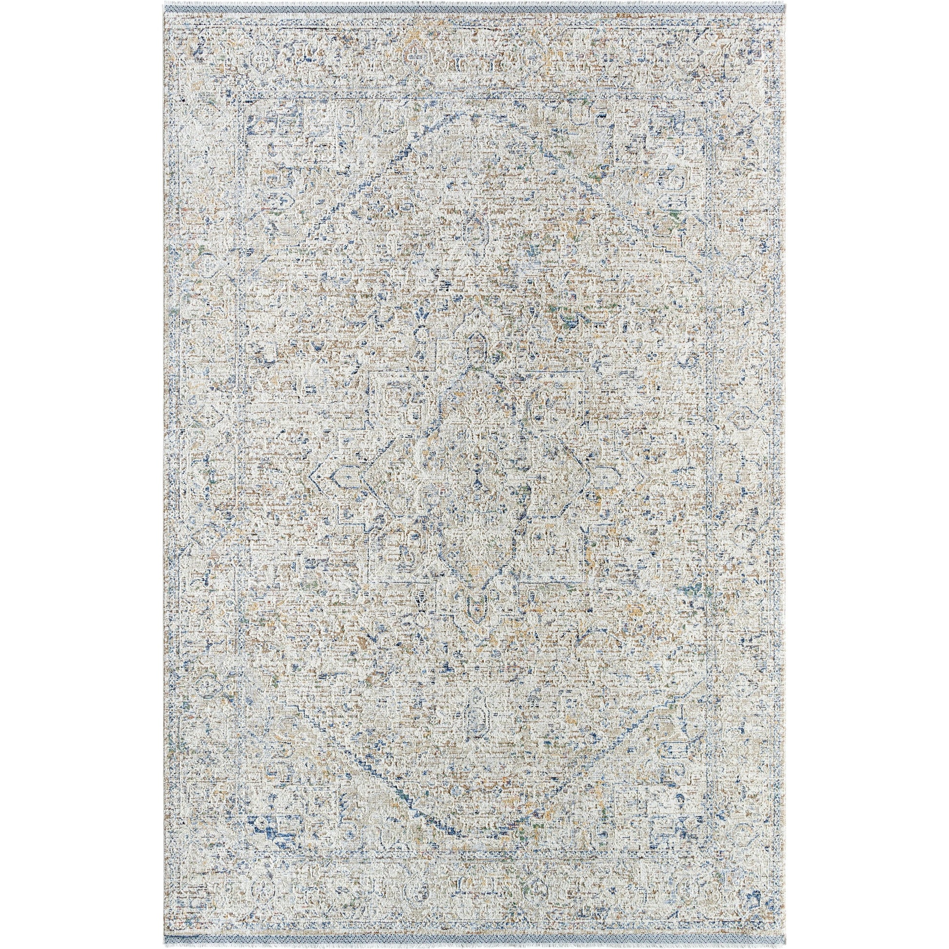 Rivaldo Rug - 477606 by Livabliss in cream, light brown, light slate, blue, medium green, rust. Made from face: 100% polyester, warp: 100% cotton in a unique 