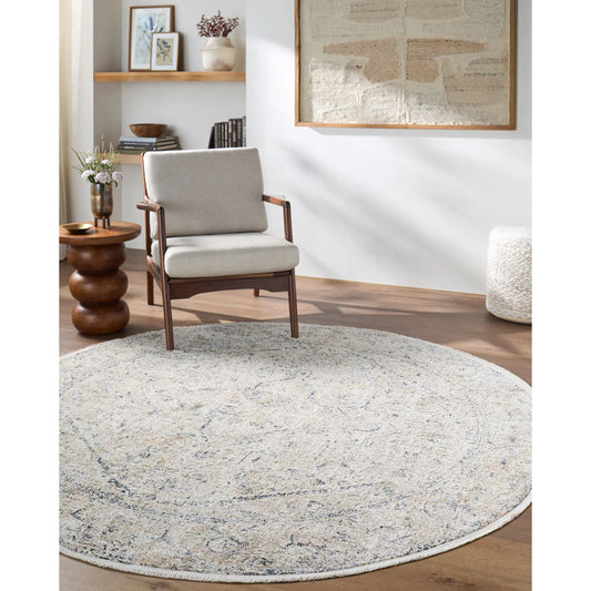 Rivaldo RVD-2307 Indoor/Outdoor Rug by Livabliss in cream, light brown, light slate, blue, medium green, rust. Made from face: 100% polyester, warp: 100% cotton in a unique