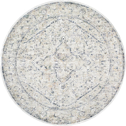 Rivaldo RVD-2307 Indoor/Outdoor Rug by Livabliss in cream, light brown, light slate, blue, medium green, rust. Made from face: 100% polyester, warp: 100% cotton in a unique style.