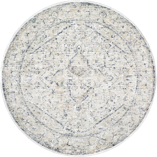 Rivaldo RVD-2307 Indoor/Outdoor Rug by Livabliss in cream, light brown, light slate, blue, medium green, rust. Made from face: 100% polyester, warp: 100% cotton in a unique style.