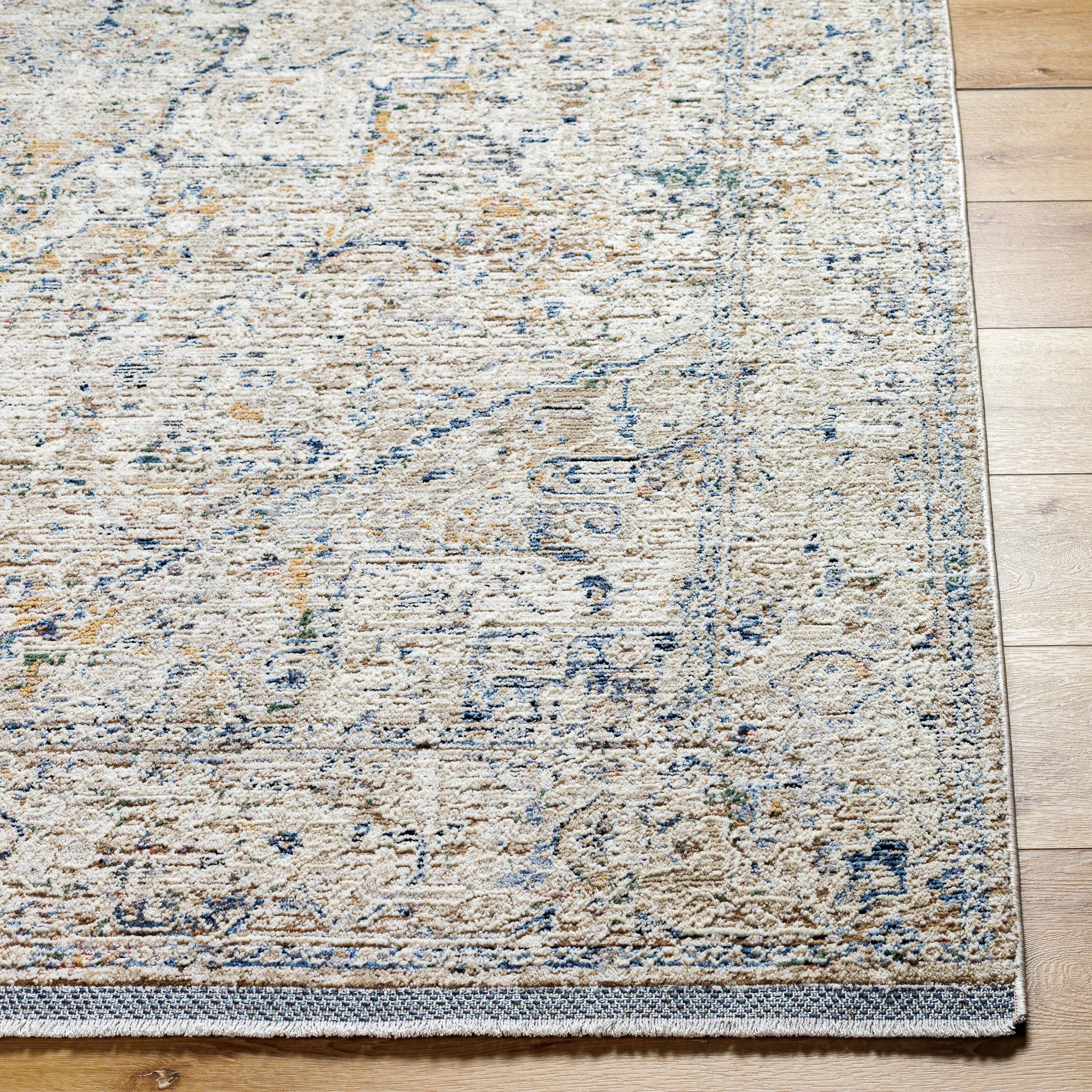 Rivaldo Rug - 477606 by Livabliss in cream, light brown, light slate, blue, medium green, rust. Made from face: 100% polyester, warp: 100% cotton in a unique style.