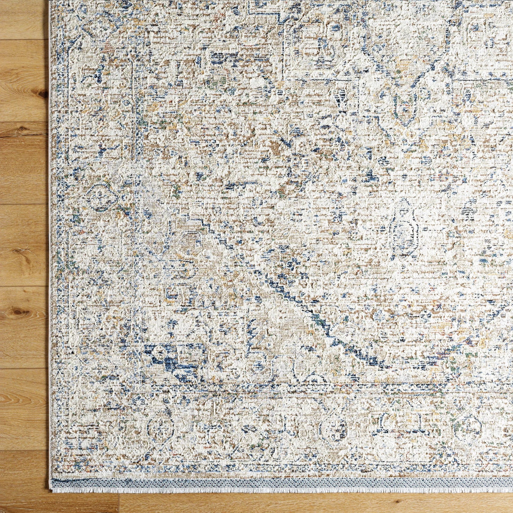 Rivaldo Rug - 477606 by Livabliss in cream, light brown, light slate, blue, medium green, rust. Made from face: 100% polyester, warp: 100% cotton in a unique style.