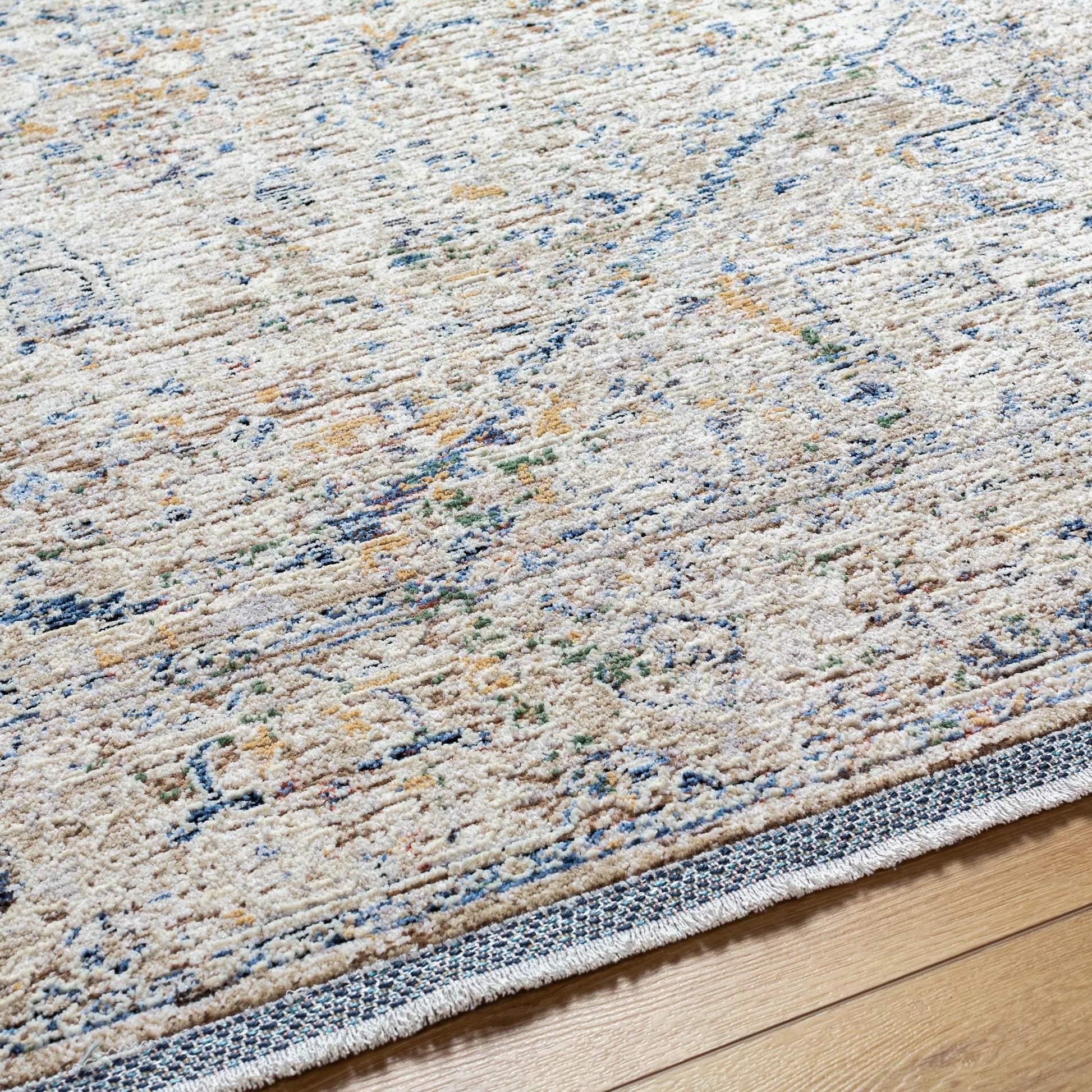 Rivaldo Rug - 477606 by Livabliss in cream, light brown, light slate, blue, medium green, rust. Made from face: 100% polyester, warp: 100% cotton in a u