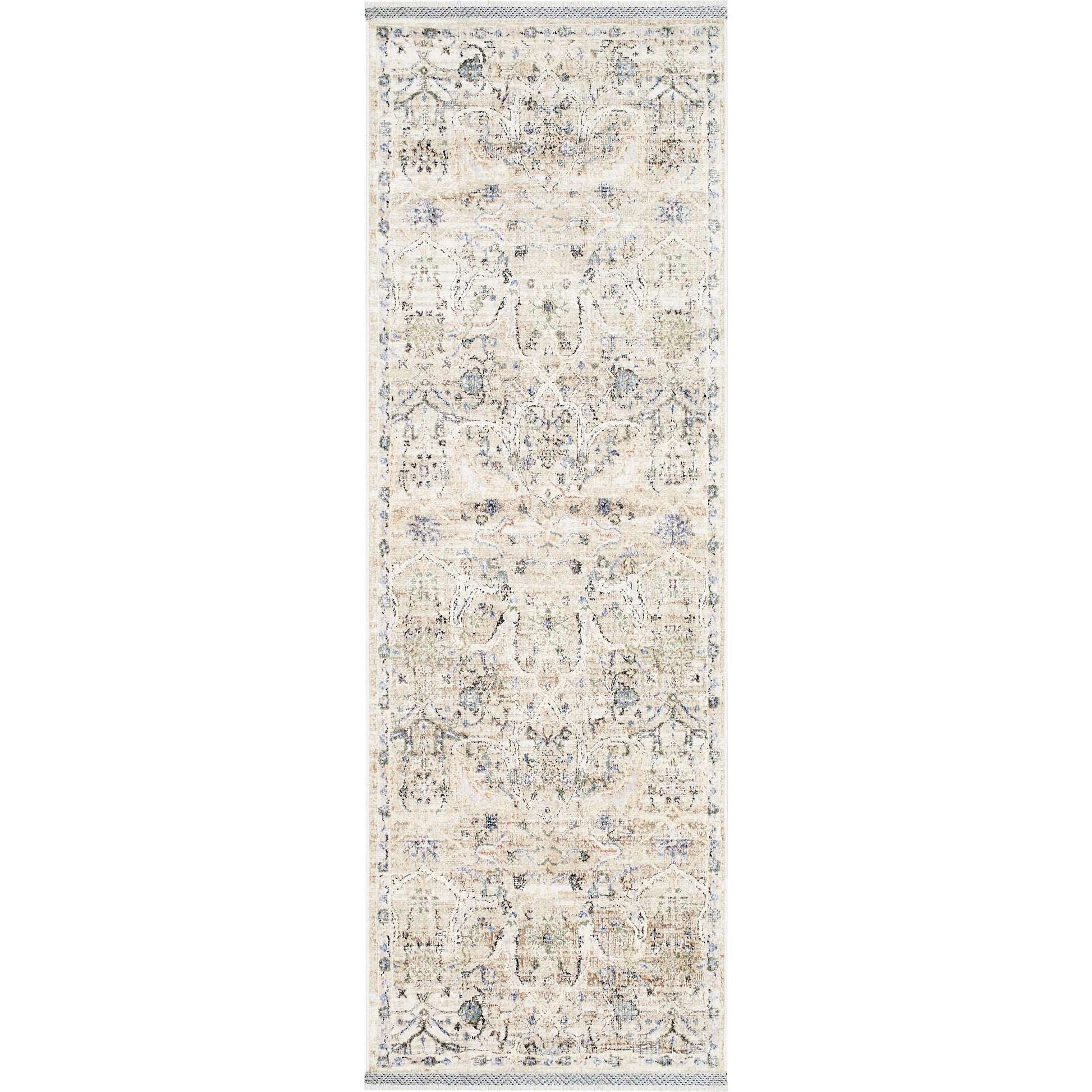 Rivaldo Rug - 477519 by Livabliss in cream, light brown, light slate, black, medium green, blue. Made from face: 100% polyester, warp: 100% cotton in a unique style.