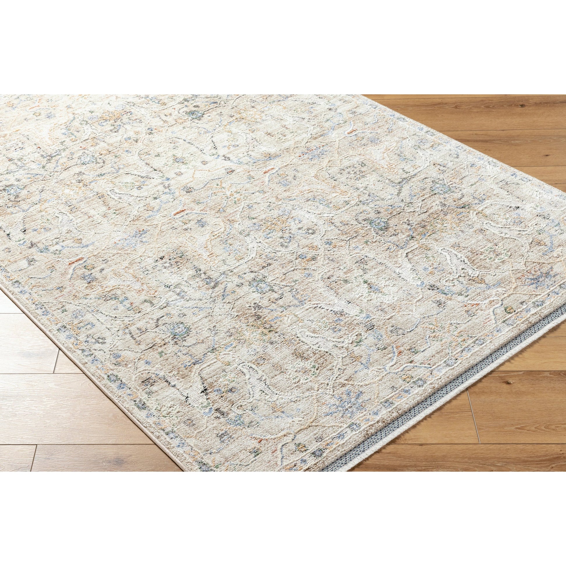 Rivaldo Rug - 477519 by Livabliss in cream, light brown, light slate, black, medium green, blue. Made from face: 100% polyester, warp: 100% cotton in a unique style.