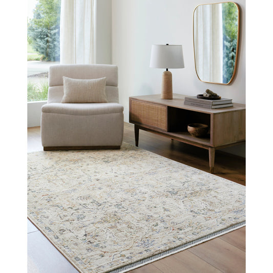 Rivaldo Rug - 477519 by Livabliss in cream, light brown, light slate, black, medium green, blue. Made from face: 100% polyester, warp: 100%