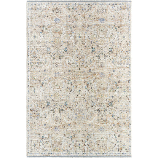 Rivaldo Rug - 477519 by Livabliss in cream, light brown, light slate, black, medium green, blue. Made from face: 100% polyester, warp