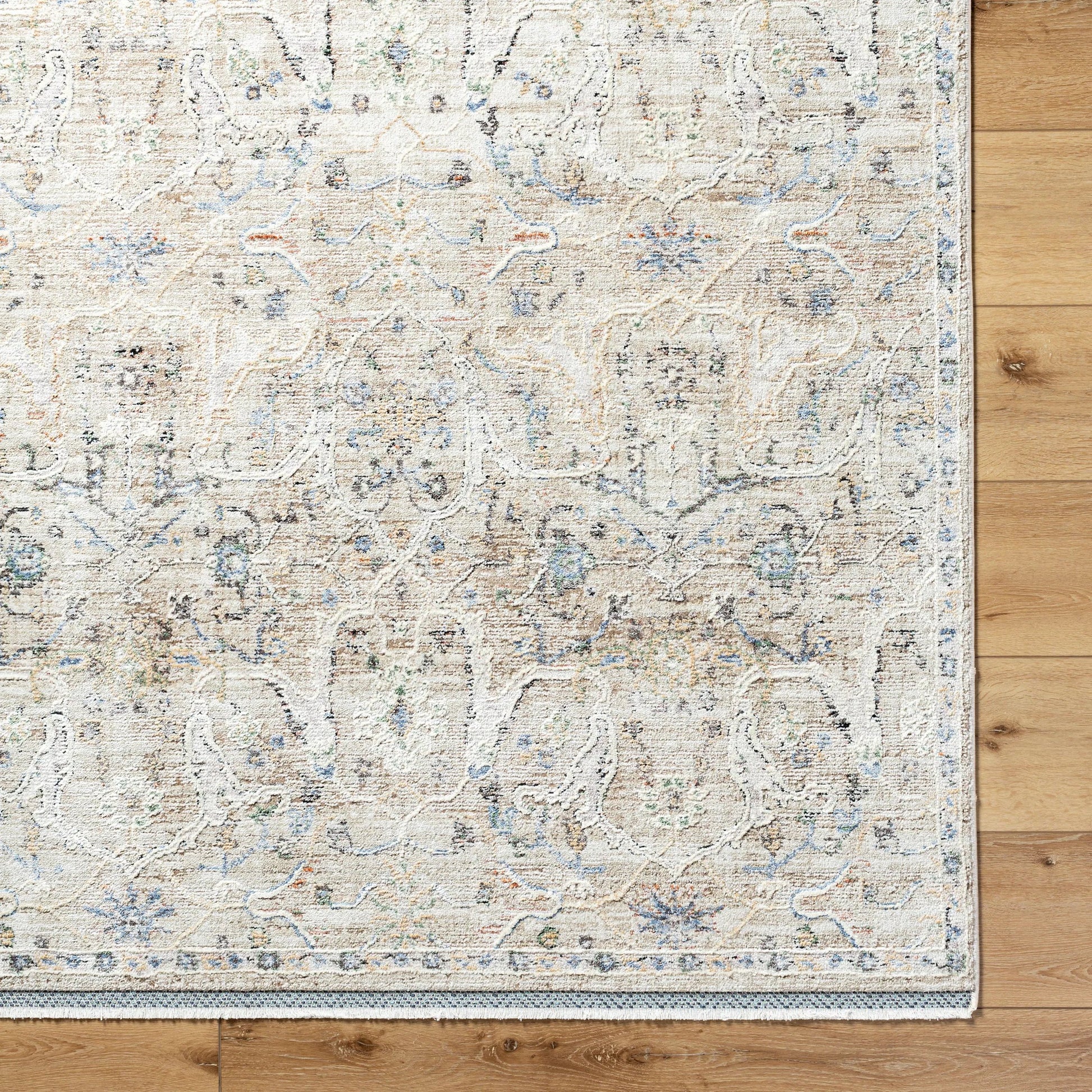 Rivaldo Rug - 477519 by Livabliss in cream, light brown, light slate, black, medium green, blue. Made from face: 100% polyester, warp: 100% cotton in a unique styl