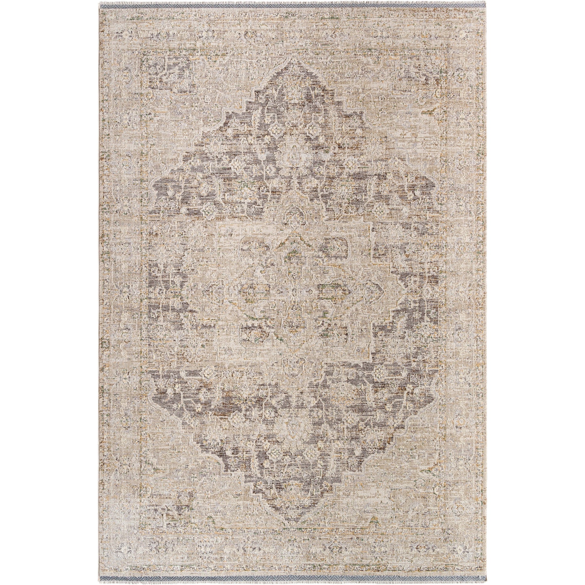 Rivaldo Rug - 496296 by Livabliss in cream, light brown, light slate, black, light olive, medium green. Made from face: 100% polyester, warp: 100% cotton in a unique style.