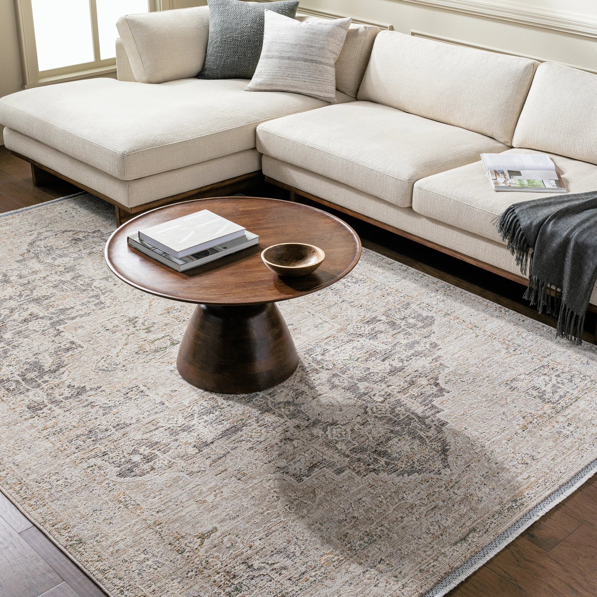 Rivaldo Rug - 496296 by Livabliss in cream, light brown, light slate, black, light olive, medium green. Made from face: 100% polyester, warp: 100% cotton in a unique style.