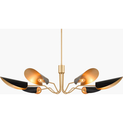 Rivage Chandelier by Surya in black, gold. Made from iron, metal in a modern style.