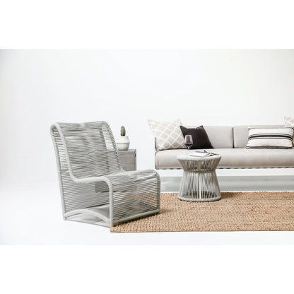 Milano Outdoor Armless Club Chair by Sunset West. Made from olefin rope in a coastal style.