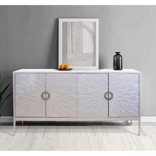 Luna Sideboard by Pasargad Home in silver and silver. Made from unique in a modern style.