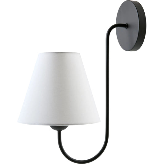 Ruvana Wall Sconce by Surya in white, black and lacquered. Made from iron, linen, polystyrene in a unique style.