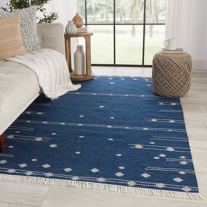 Revelry RVR02 Indoor/Outdoor Rug by Jaipur Living in blue, white. Made from 100% pet yarn in a unique style.