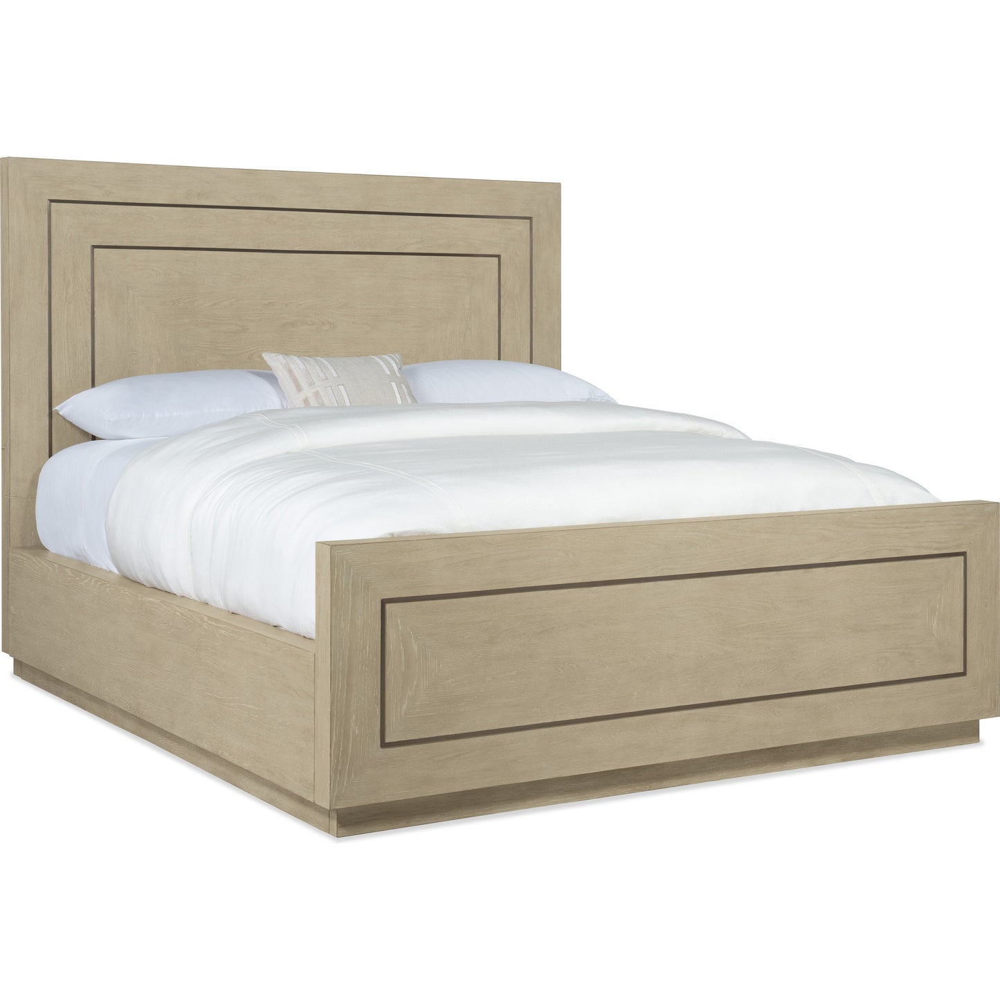 001 SI-1748542,SI-1748543,SI-1748544 | Primary Silo | Cascade Bed by Hooker Furniture in terrain. Made from oak veneers, metal inlay in a traditional style.