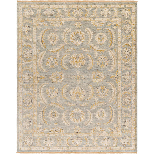 Revival Rug - 482034 by Surya in pewter, goldenrod, ivory, slate gray. Made from face: 100% wool, warp: 100% cotton in a unique style.