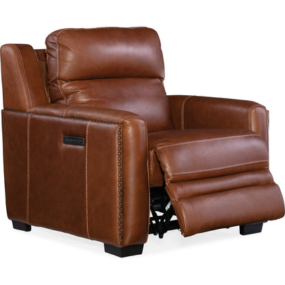 Lincoln Power Recliner by Hooker Furniture in paradise moro. Made from leather in a traditional style.