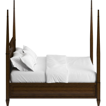 Eave Panel Bed by A.R.T. Furniture in hazelnut. Made from poplar, parawood solids, walnut veneer in a traditional style.