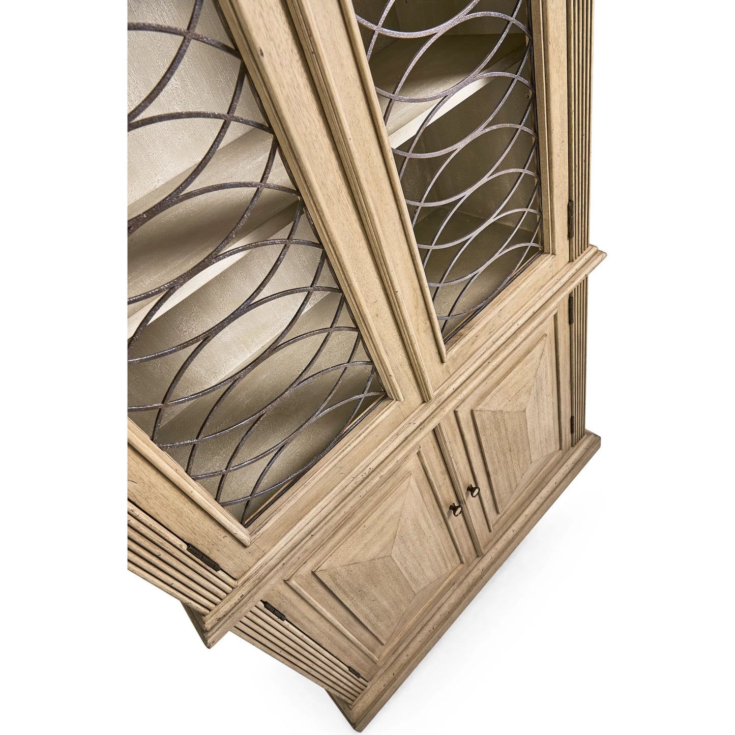 005 SI-2462599 | Closeup | Kairos Display Cabinet by Jonathan Charles in bleached walnut. Made from acacia in a cottage & farmhouse style.