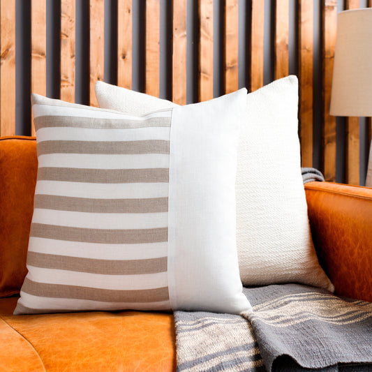 Roxbury Pillow - 29545 by Livabliss in cream, oatmeal. Made from 100% linen in a unique style.