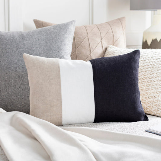 Roxbury Pillow - 29870 by Livabliss in light beige, cream. Made from 100% linen in a unique style.