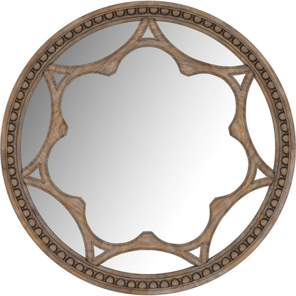 Architrave Round Mirror by A.R.T. Furniture in almond. Made from pine solids and veneer, glass in a traditional style.