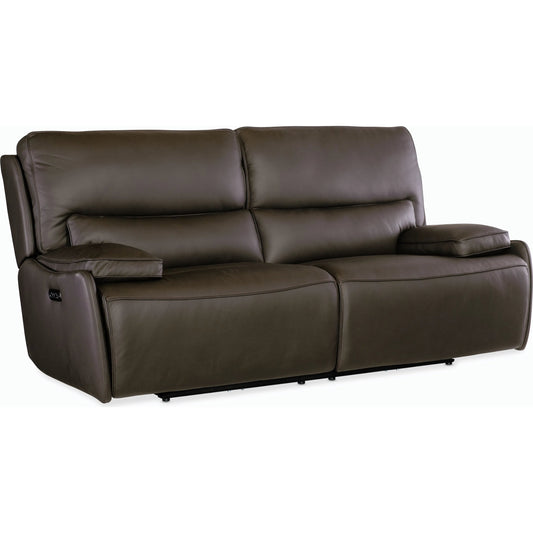 Kramer Zero Gravity Power Sofa w/ Power Headrest by Hooker Furniture. Made from leather in a modern style.