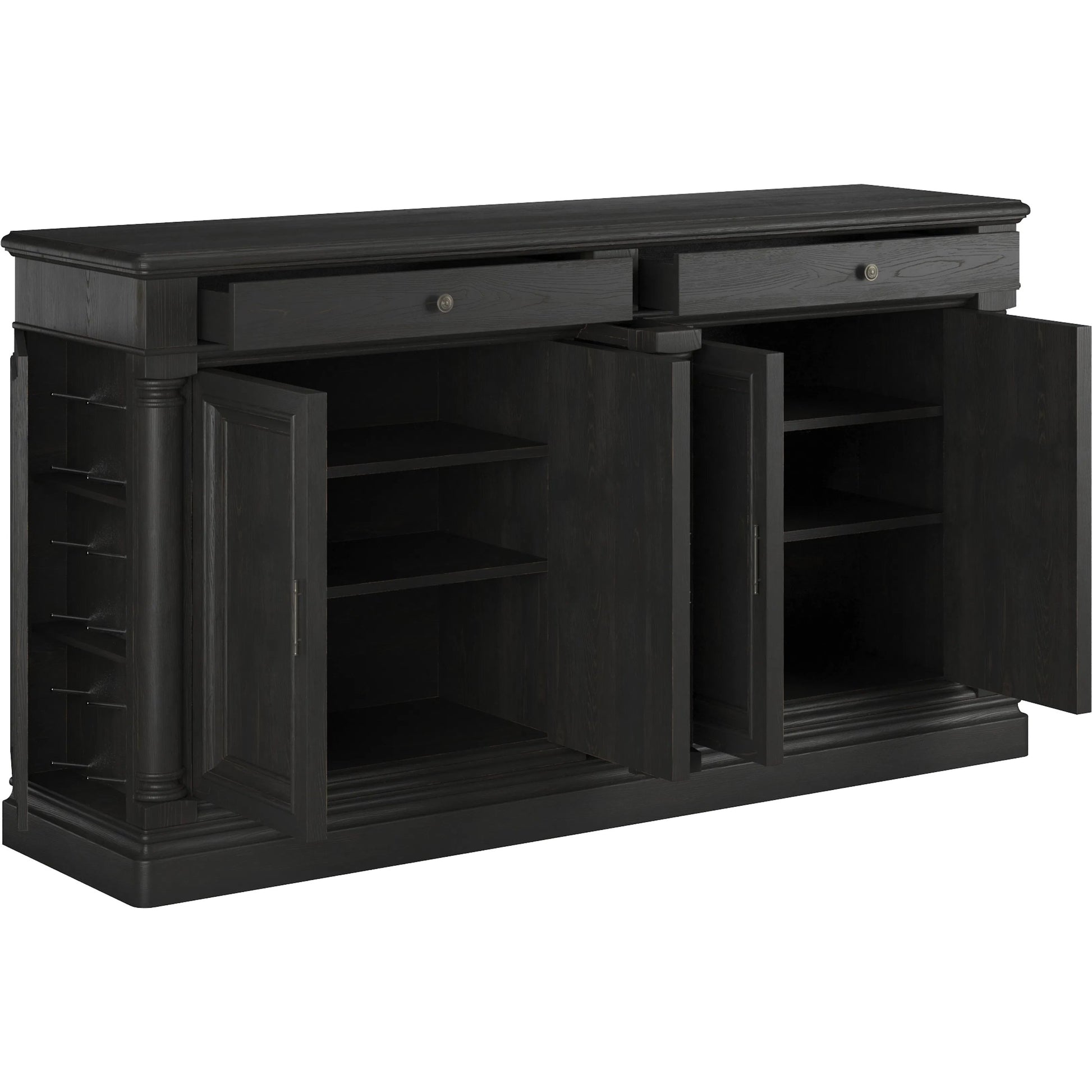 Atrium Credenza by A.R.T. Furniture in hand rubbed black, undertones of brown. Made from unique in a traditional style.