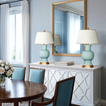 Juliette Celadon Lamp by Bradburn Home. Made from ceramic in a unique style.