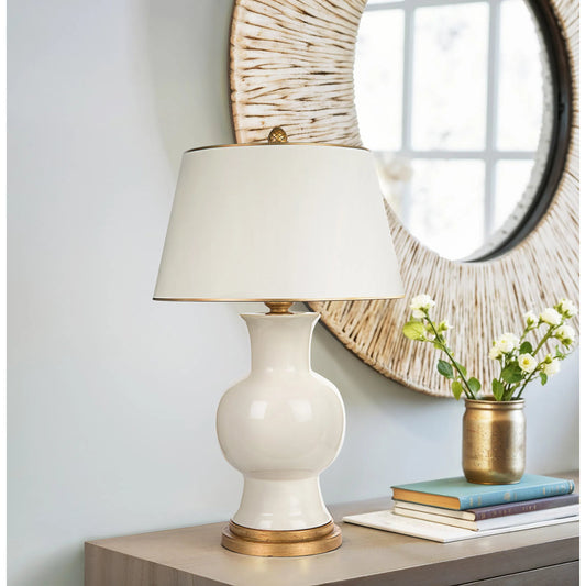 Juliette White Lamp by Bradburn Home. Made from ceramic in a unique style.