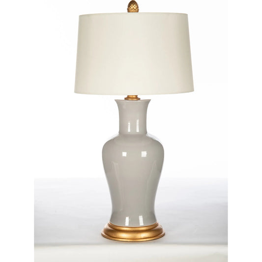 Amelie Grey Lamp by Bradburn Home in grey. Made from ceramic in a transitional style.