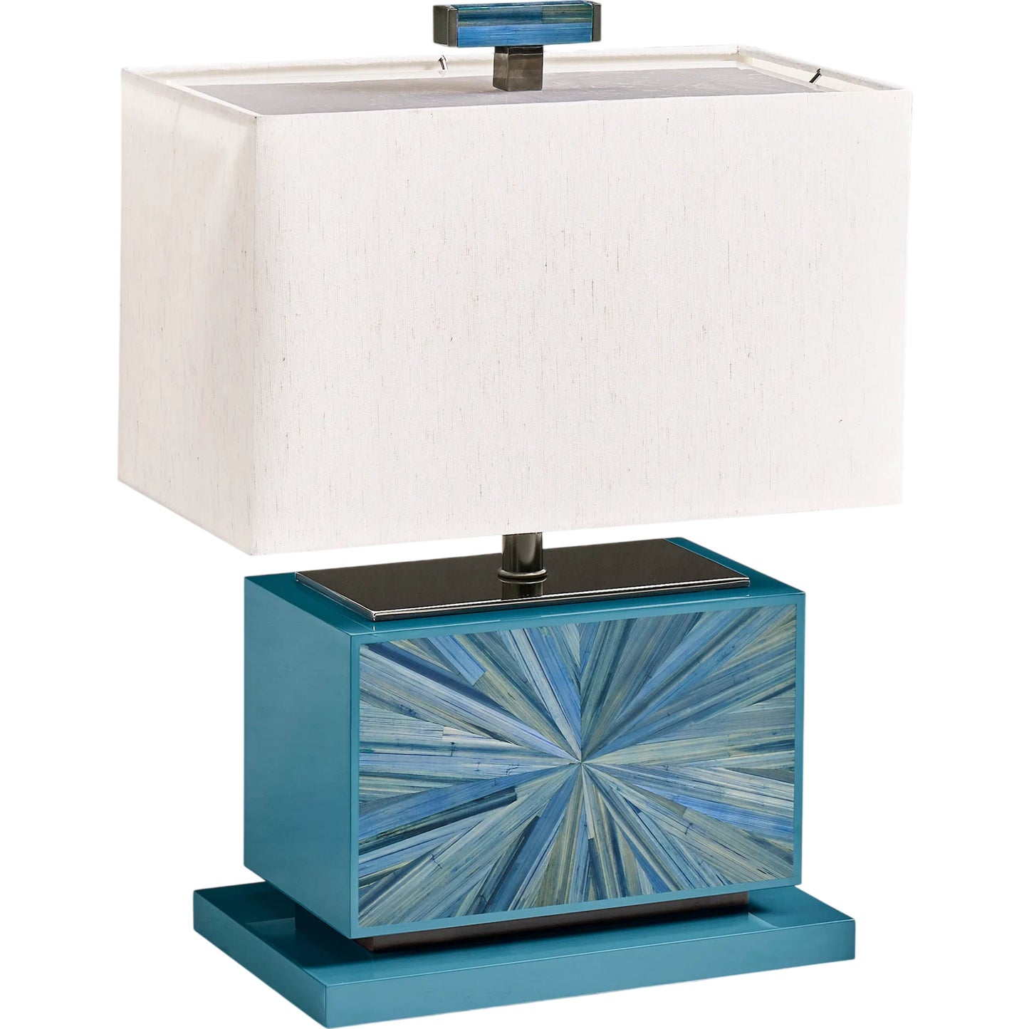 002 SI-2535746 | Primary Silo | Sapphire Horizontal Table Lamp by Jonathan Charles in azure blue straw. Made from main straw in a unique style.