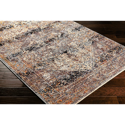 Arya Rug - 30710 by Livabliss in charcoal, black, dark red, beige, medium gray, light gray. Made from 70% polyester, 30% viscose in a unique style.