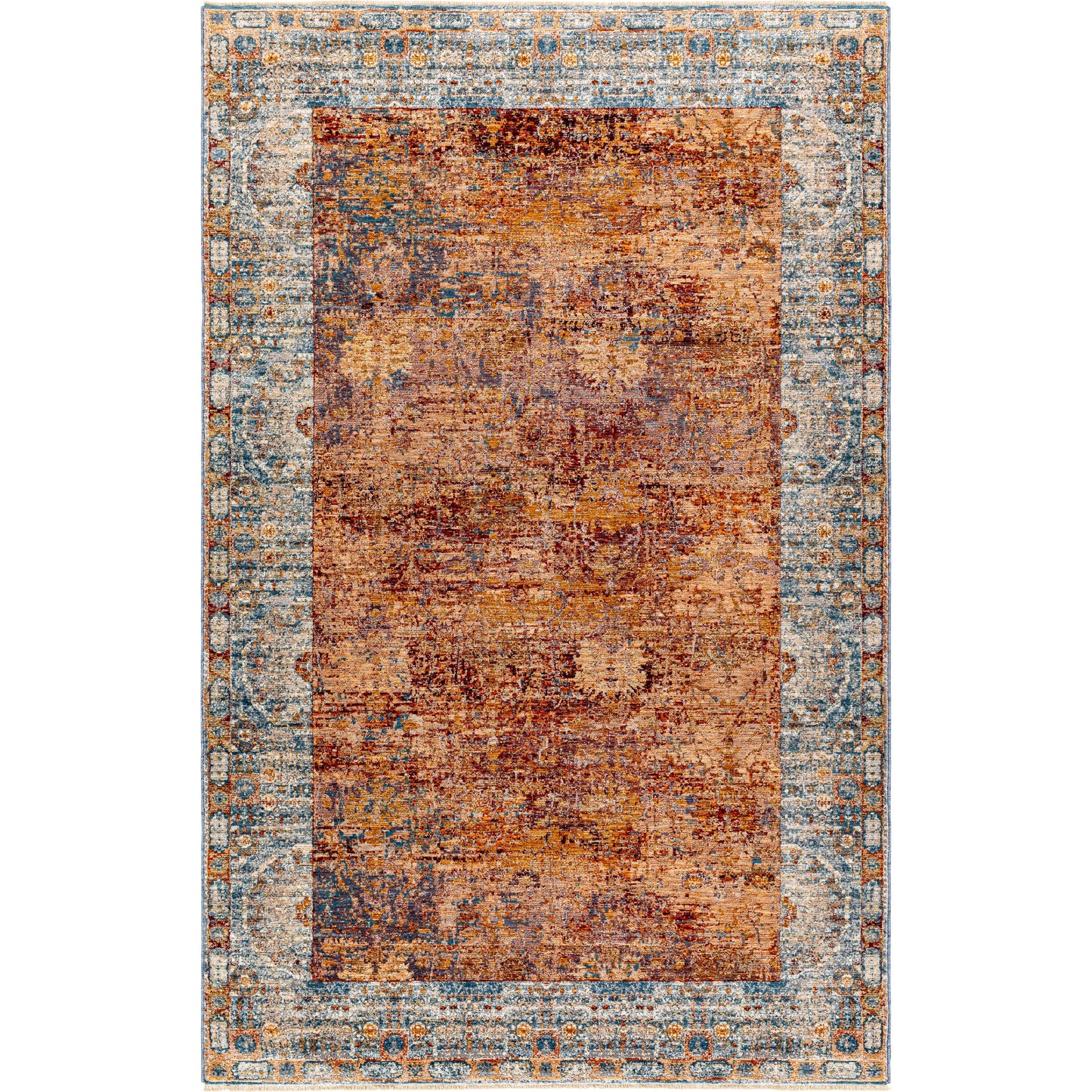 001 SI-1876654,SI-1876659 | Primary Silo | Arya Rug - 30712 by Livabliss in dark red, burnt orange, dark blue, blue, white. Made from 70% polyester, 30% viscose in a unique style.