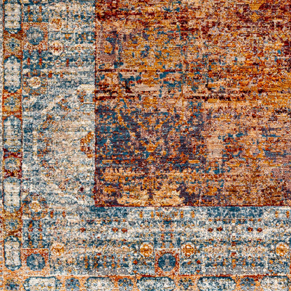 Arya Rug - 30712 by Livabliss in dark red, burnt orange, dark blue, blue, white. Made from 70% polyester, 30% viscose in a unique style.