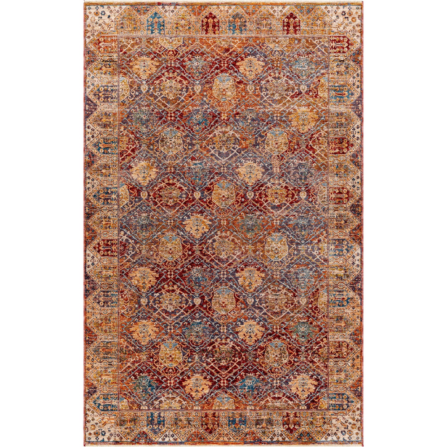 001 SI-1876661,SI-1876663,SI-1876666 | Primary Silo | Arya Rug - 30713 by Livabliss in dark red, light olive, blue, dark blue, beige, olive. Made from 70% polyester, 30% viscose in a unique style.