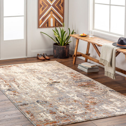Arya Rug - 30714 by Livabliss in light gray, white, medium gray, charcoal, dark red, ivory. Made from 70% polyester, 30% viscose in a unique style.
