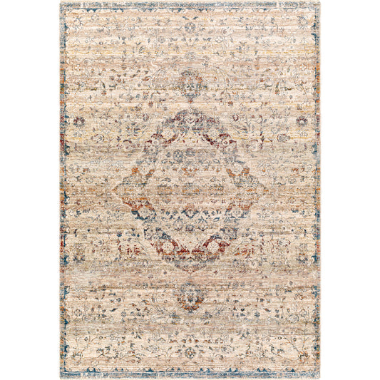 Arya Rug - 30803 by Livabliss in medium gray, charcoal, light gray, dark red, blue, burnt orange. Made from 70% polyester, 30% viscose in a unique style.