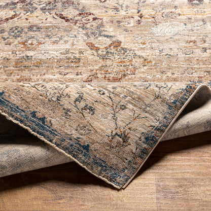 Arya Rug - 30803 by Livabliss in medium gray, charcoal, light gray, dark red, blue, burnt orange. Made from 70% polyester, 30% viscose in a unique style.