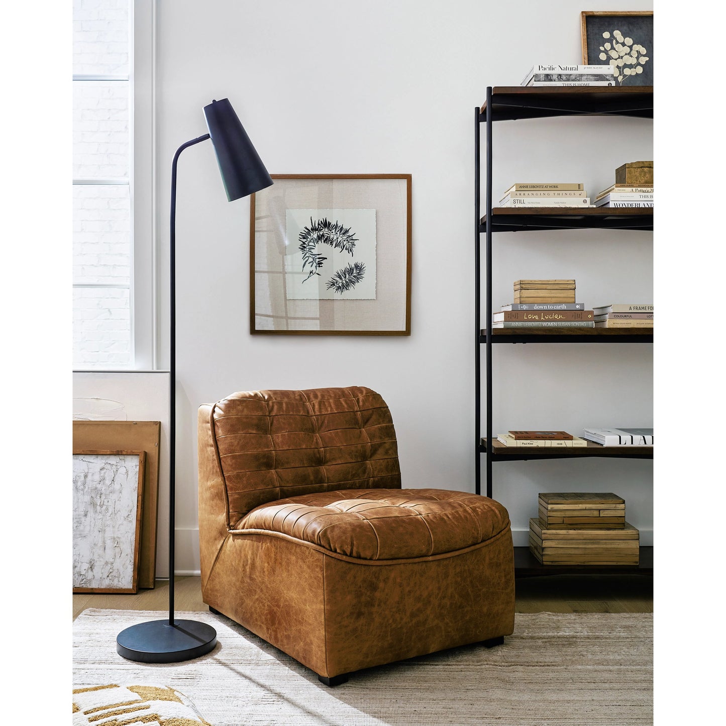 006 SI-2053497 | Lifestyle | Oryan - 497471 by Surya in brown. Made from top: leather; upholstery: leather, base: rubber wood, fill: 75% polyurethane foam, 25% dacron in a transitional style.