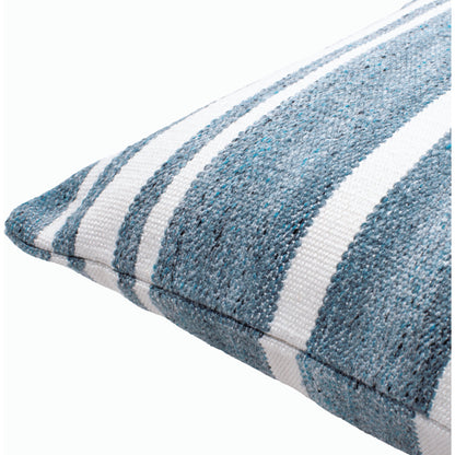 Rayer Indoor/Outdoor Pillow by Surya in blue. Made from front: 100% recycled pet yarn, back: 100% recycled pet yarn in a modern style.